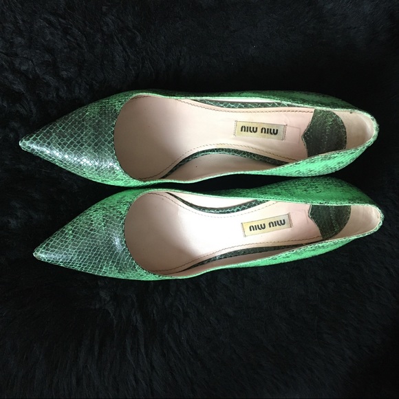 Miu miu green snake kitten heels 37.5 - Picture 1 of 8